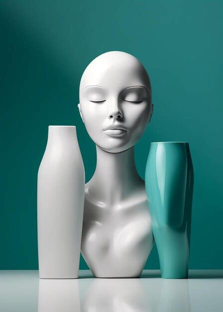 Premium AI Image There Is A White Mannequin With A Green Vase Next To