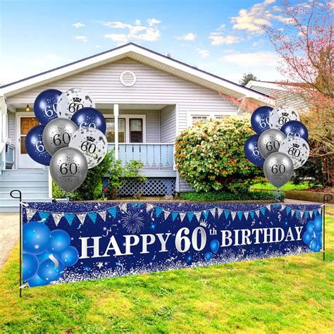 Buy Blue 60th Birthday Decorations For Men Women Navy Blue Silver