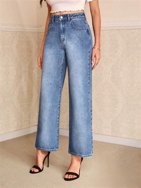 SHEIN Frenchy cintura alta Calça jeans reta SHEIN Brasil