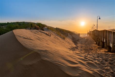 Dunes and the Sandbridge Fishing Pier in Sandbridge Virginia, Virginia ...