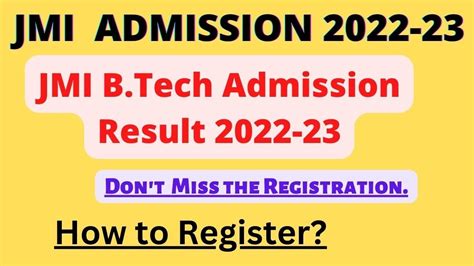 Jmi B Tech Admission Result Jmi B Tech Online Registration