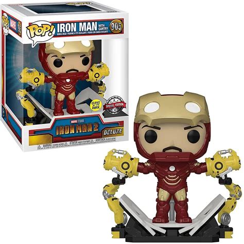 Funko Pop Homem De Ferro 905 Iron Man With Gantry GITD