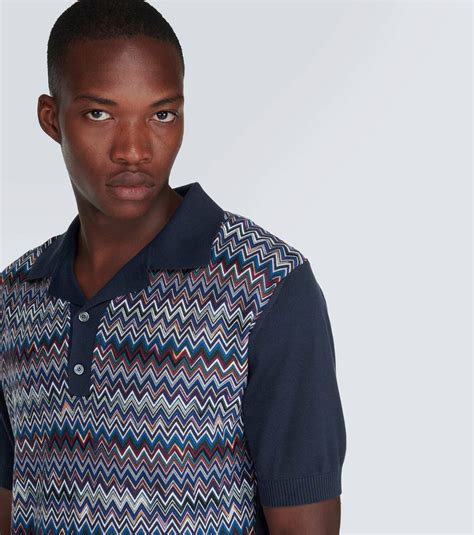 Missoni Zig Zag Cotton Blend Polo Shirt Missoni