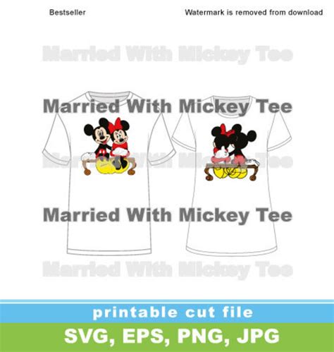 Svg For Cutest Couple Mickey And Minnie Sitting On A Bench Etsy