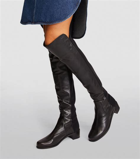 Womens Stuart Weitzman Black Leather Reserve Over The Knee Boots 40