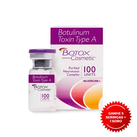 Toxina botulínica Botox Allergan 100U Ganhe 5 seringas 1 soro Lote