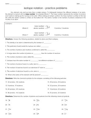 Fillable Online Isotope notation practice problems ...