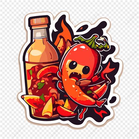 Sticker Of Sticker With Hot Pepper And Sauce Clipart Vector Hot Clipart Sticker Clipart