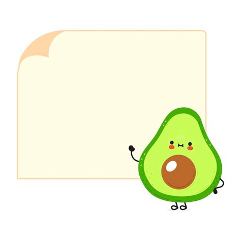 Lindo Personaje Divertido Del Cartel De Aguacate Vector Premium