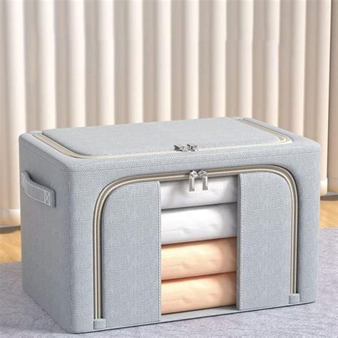 Folding Fabric Storage Box, Foldable Blanket Storage Bags Stackable ...