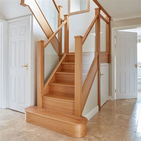 Dark Oak In Line Glass Staircase Neville Johnson