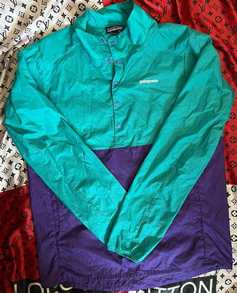 Patagonia Mens Windbreaker Jacket Colorblock Greenpu Gem