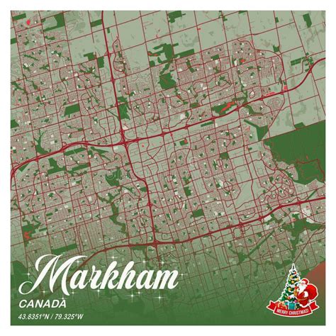 Markham Canada Christmas City Map Stock Illustration Illustration