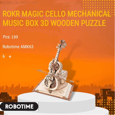 ROKR Magic Cello Mechanical Music Box 3D Wooden Puzzle Robotime AMK63