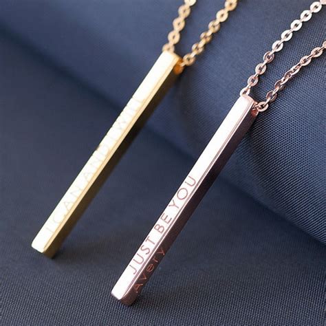 Personalized D Bar Necklace Custom Vertical Bar Necklace Etsy