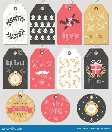 Set Merry Christmas And New Year Gift Tags And Cards Stock Vector