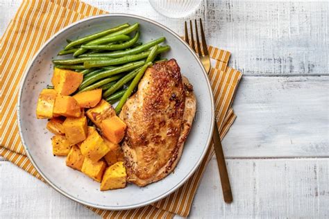 Grilled Chicken Breast With Green Beans And Sweet Potato Stock Image Image Of Diet Cuisine