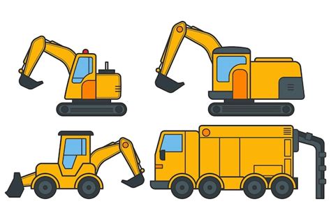 Premium Vector Set Of Construction Vehicle Industrial Yellow Truck