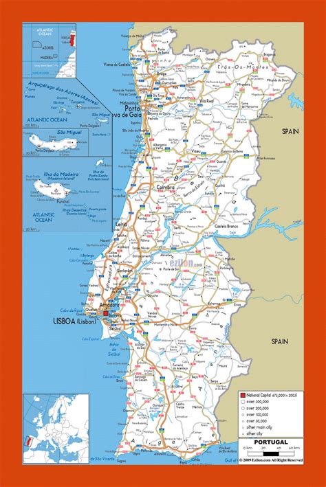 Road Map Of Portugal Maps Of Portugal Maps Of Europe Map