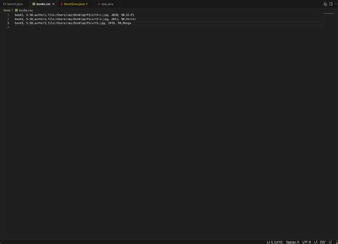 Solved Chjson Bookscsv J Bookshowjava 4× J Appjava Src