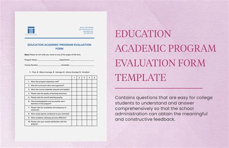 Education Academic Program Evaluation Form Template In Word Google