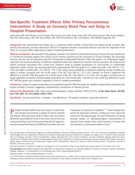 Pdf Sex‐specific Treatment Effects After Primary Percutaneous