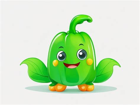 Un Lindo Personaje De Pimiento Verde De Dibujos Animados Generado Por