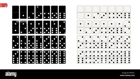 Black And White Domino Full Set In Flat Design Style Vector