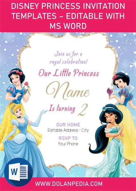 Editable Disney Princess Invitation Template