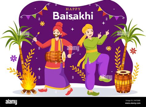 Happy Baisakhi Illustration With Vaisakhi Punjabi Spring Harvest