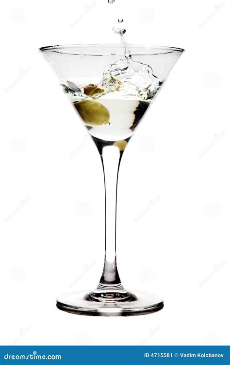 Splashing Olive Into A Martini Glass Stock Image Image 4715581