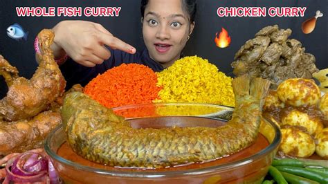 ASMR WHOLE FISH CURRY CHICKEN CURRY EGG CURRY CHICKEN LIVER