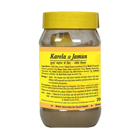 Basic Ayurveda Karela Jamun Herbal Mix Powder 200 Gm For Digestive