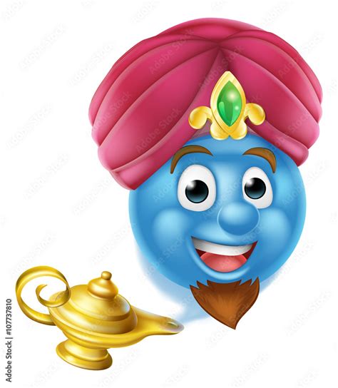 Genie Emoticon Emoji and Lamp Stock Vector | Adobe Stock