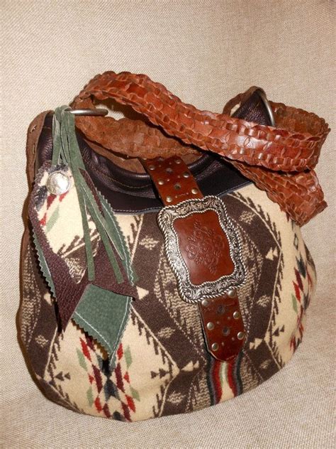 Wool Bag Purse Tote Leather Native American Pendleton Wool Etsy