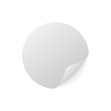 Round Blank White Paper Sticker With Peeled Off Corner Vector Mock Up