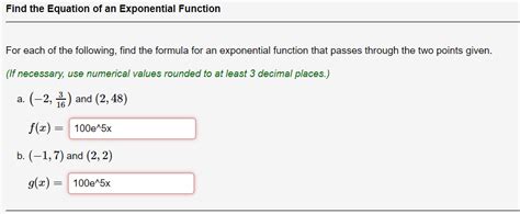 Write An Exponential Function Given Two Points Calculator