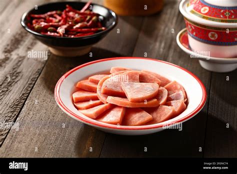 Slice Luncheon Ham For Hot Pot Yakiniku Sukiyaki And Shabu Used Stock Photo Alamy