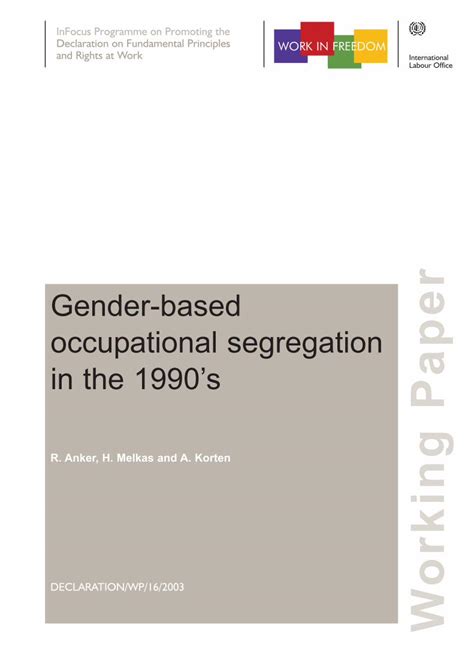 PDF Gender Based Occupational Segregation In The 1990 S Declaration