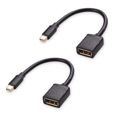 2-Pack, Mini DisplayPort to DisplayPort Adapter in Black