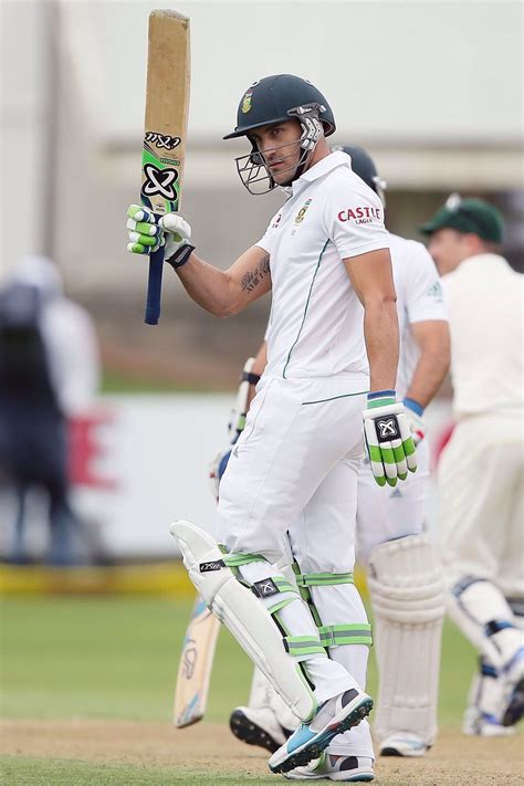 Faf du Plessis raises his bat after scoring a fifty, South Africa v ...