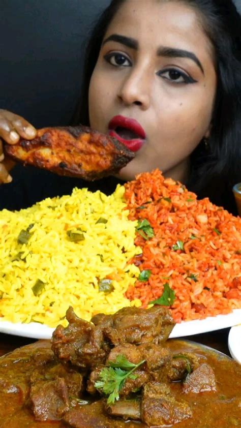 Ashifa Asmr Eating Spicy Mutton Sukka Curry Fish Fry Rice Big Bites