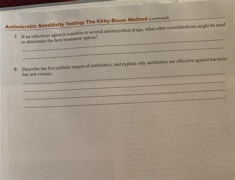 Solved Antimicrobic Sensitivity Testing The Kirby Bauer Chegg