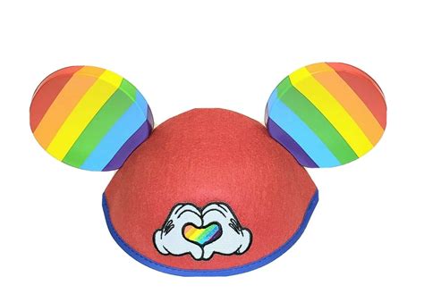 NEW DISNEY PARKS Mickey Mouse Rainbow Ear Hat LGBT Gay Pride Heart Gloves Theme Park Souvenirs