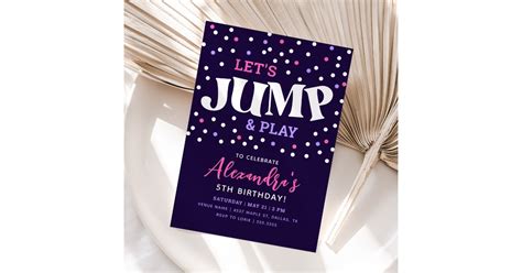 Jump Trampoline Girl Birthday Invitation Zazzle