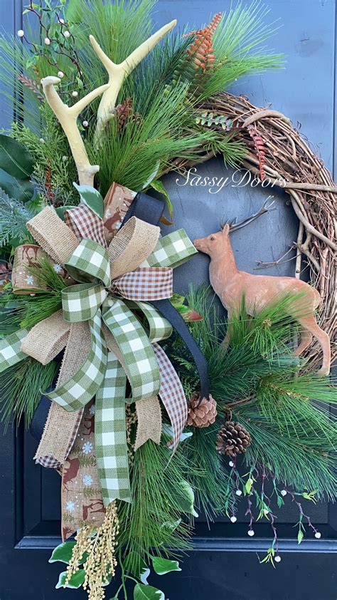 Woodland Wreath Woodland Deer Wreath Cabin Wreath Winter Wreath