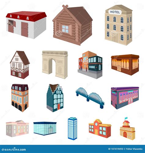 Building And Architecture Cartoon Icons In Set Collection For Design