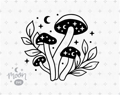 Mushroom Svg Magic Svg Mystical Svg Mushrooms Png Clipart Etsy