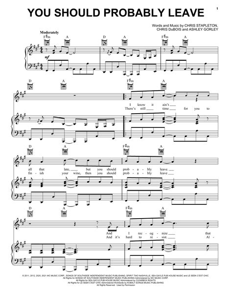 Chris Stapleton - You Should Probably Leave sheet music