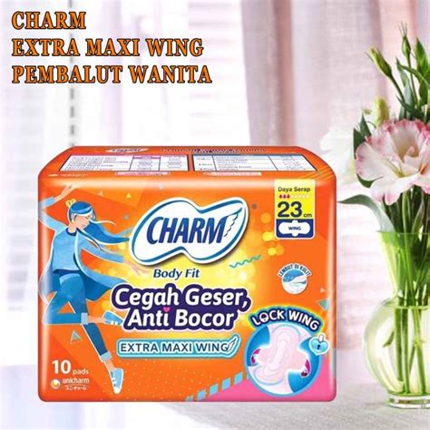 Charm Pembalut Extra Maxi Wing 10pds 23 Cm Pembalut Sayap